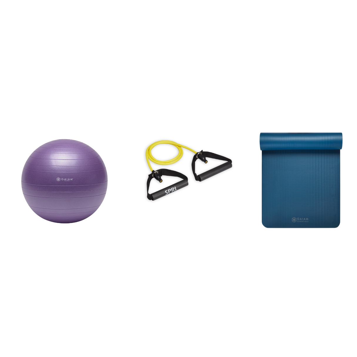 Fitness Bundle - Balance Ball (55cm), Xertube (Very Light), Fitness Mat (Blue)