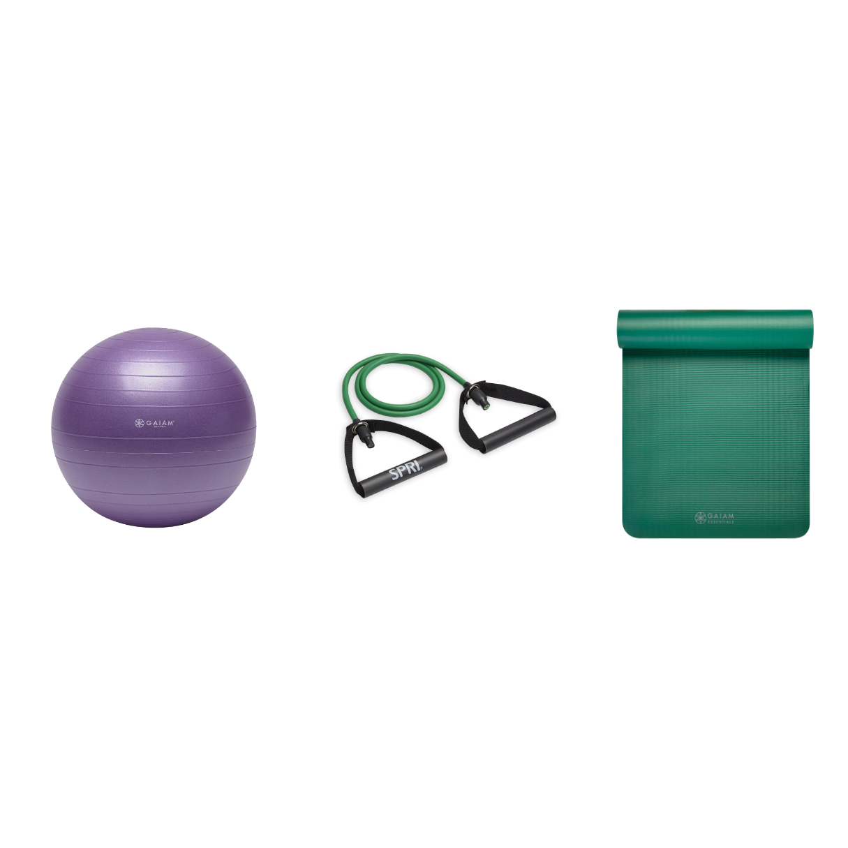 Fitness Bundle - Balance Ball (55cm), Xertube (Light), Fitness Mat (Green)