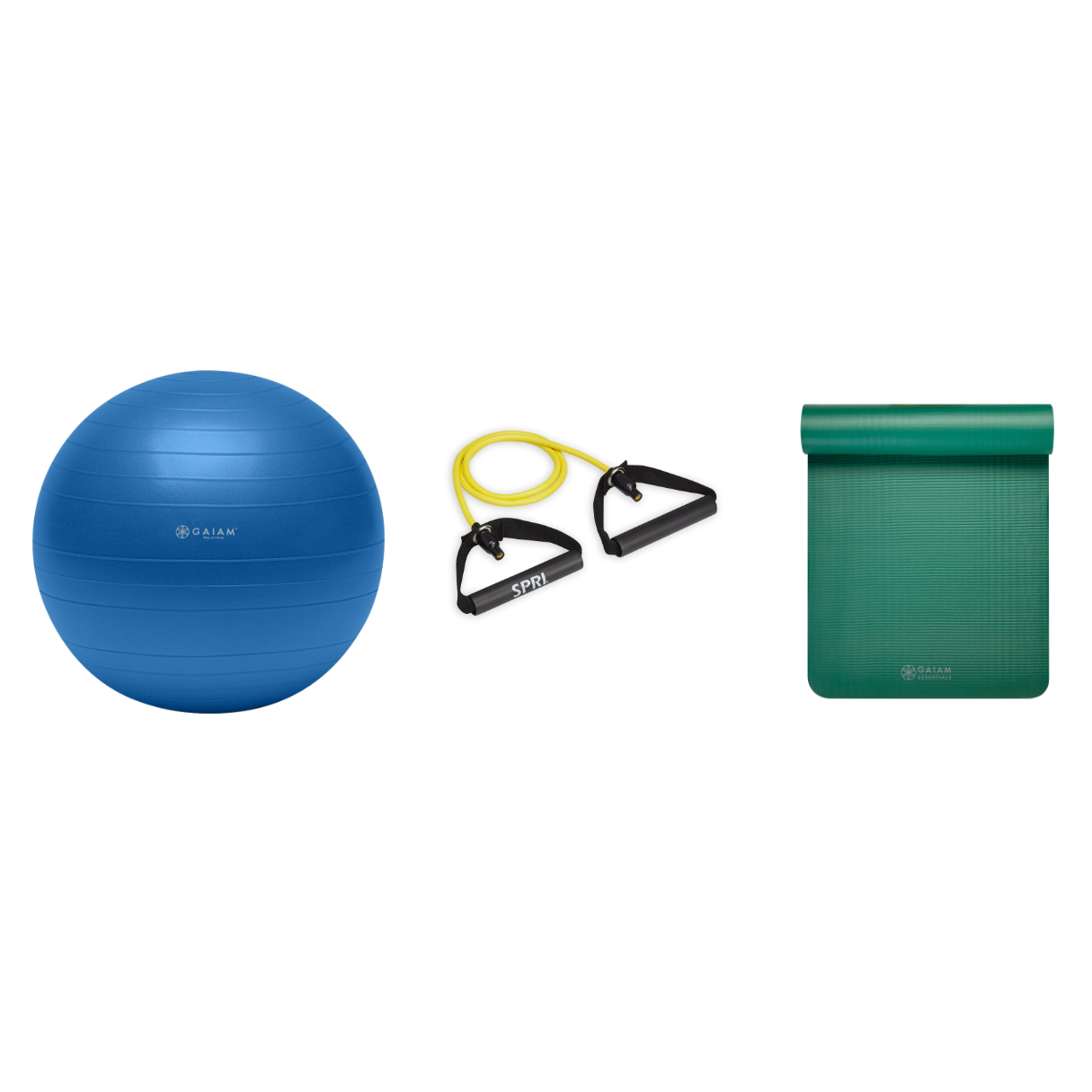 Fitness Bundle - Balance Ball (75cm), Xertube (Very Light), Fitness Mat (Green)