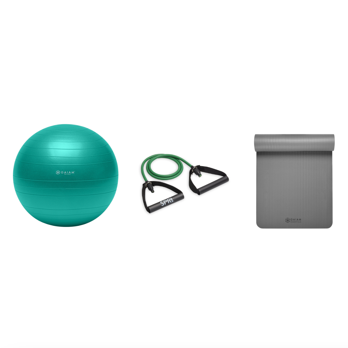 Fitness Bundle - Balance Ball (65cm), Xertube (Light), Fitness Mat (Grey)