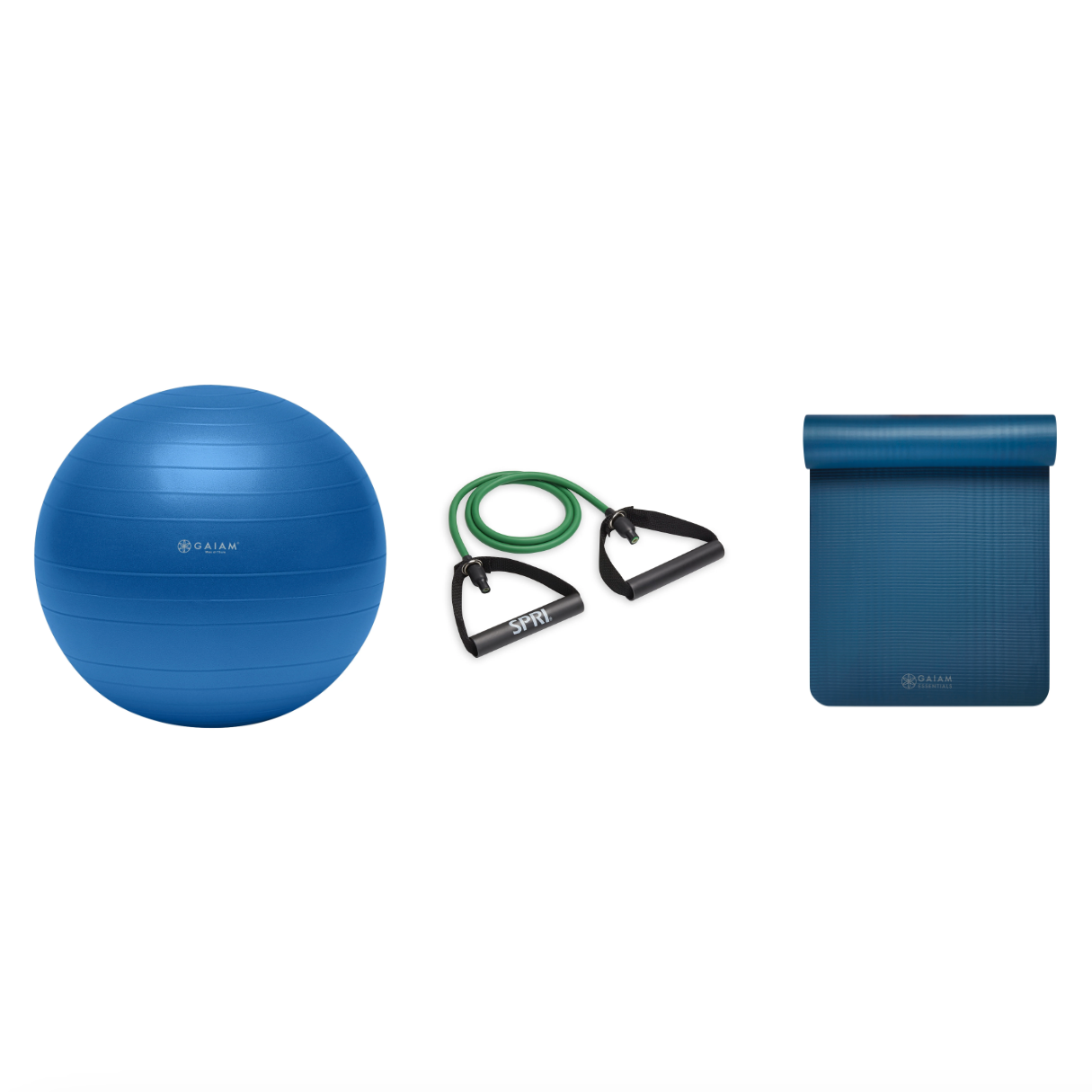 Fitness Bundle - Balance Ball (75cm), Xertube (Light), Fitness Mat (Navy)