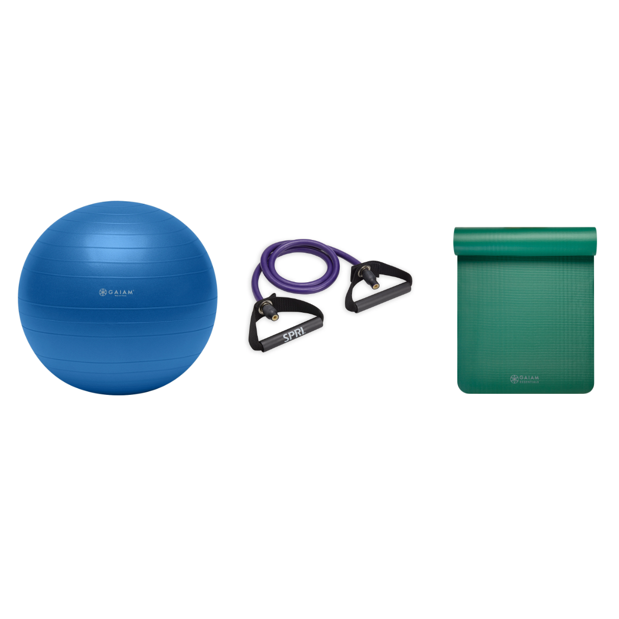 Fitness Bundle - Balance Ball (75cm), Xertube (Ultra Heavy), Fitness Mat (Green)